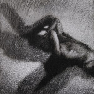 50x50 cm pierre noire, cire et pigments